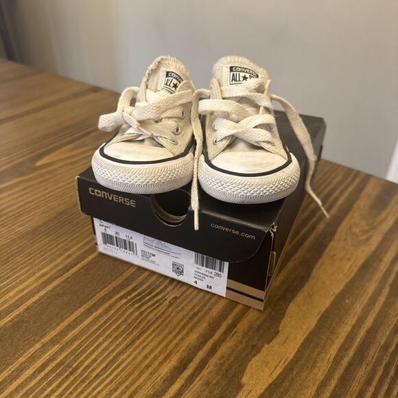 Converse All Star Beige Khaki White Black Infant Size 4 - Picture 1 of 5